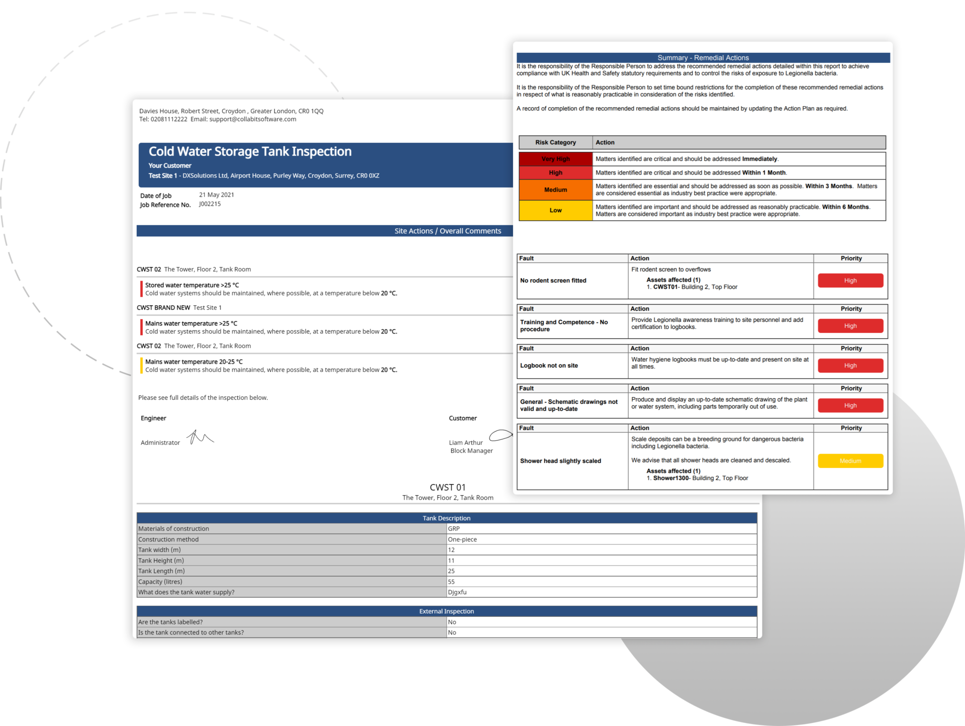 Onsite works and reports